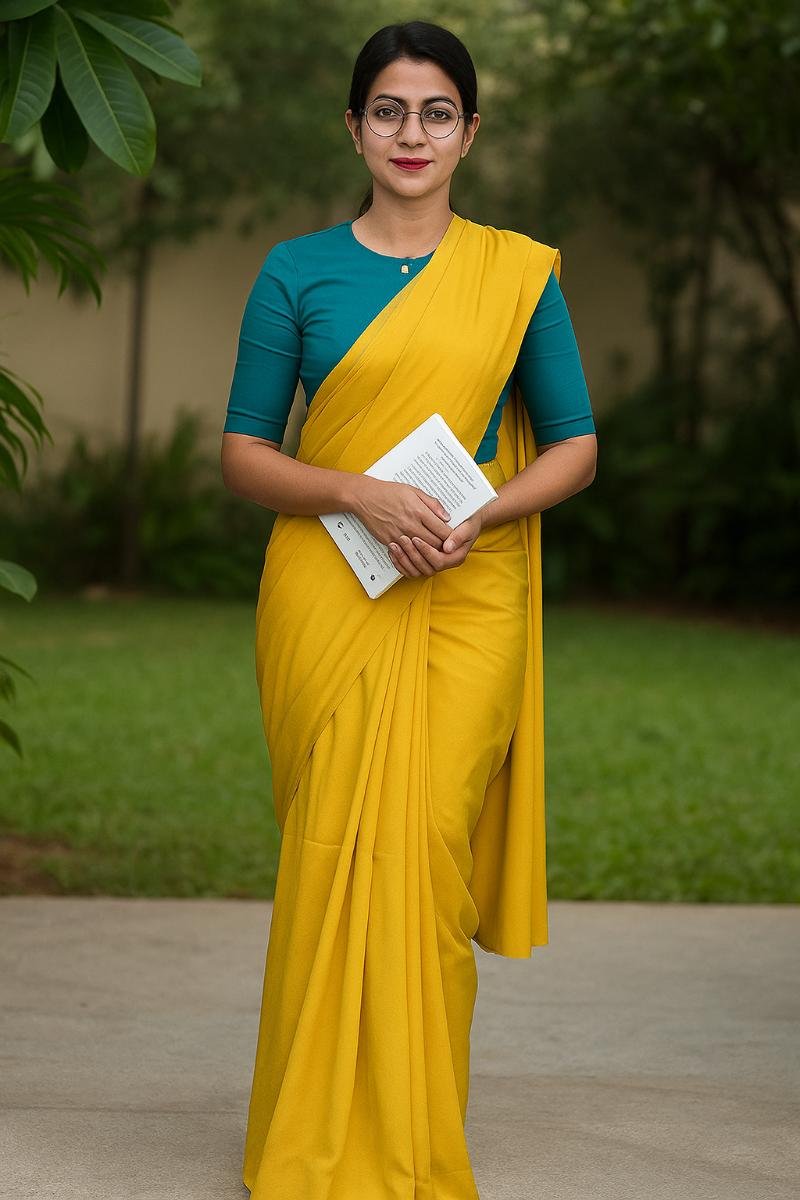 Yellow Plain Mulmul Cotton Saree with Solid Color Plain Dye