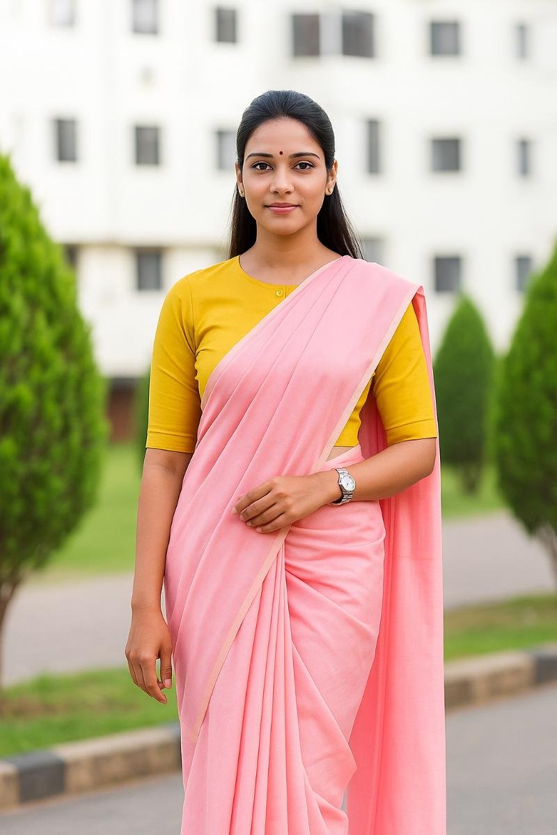 Pink Plain Mul Cotton Saree with Solid Color Plain Dye