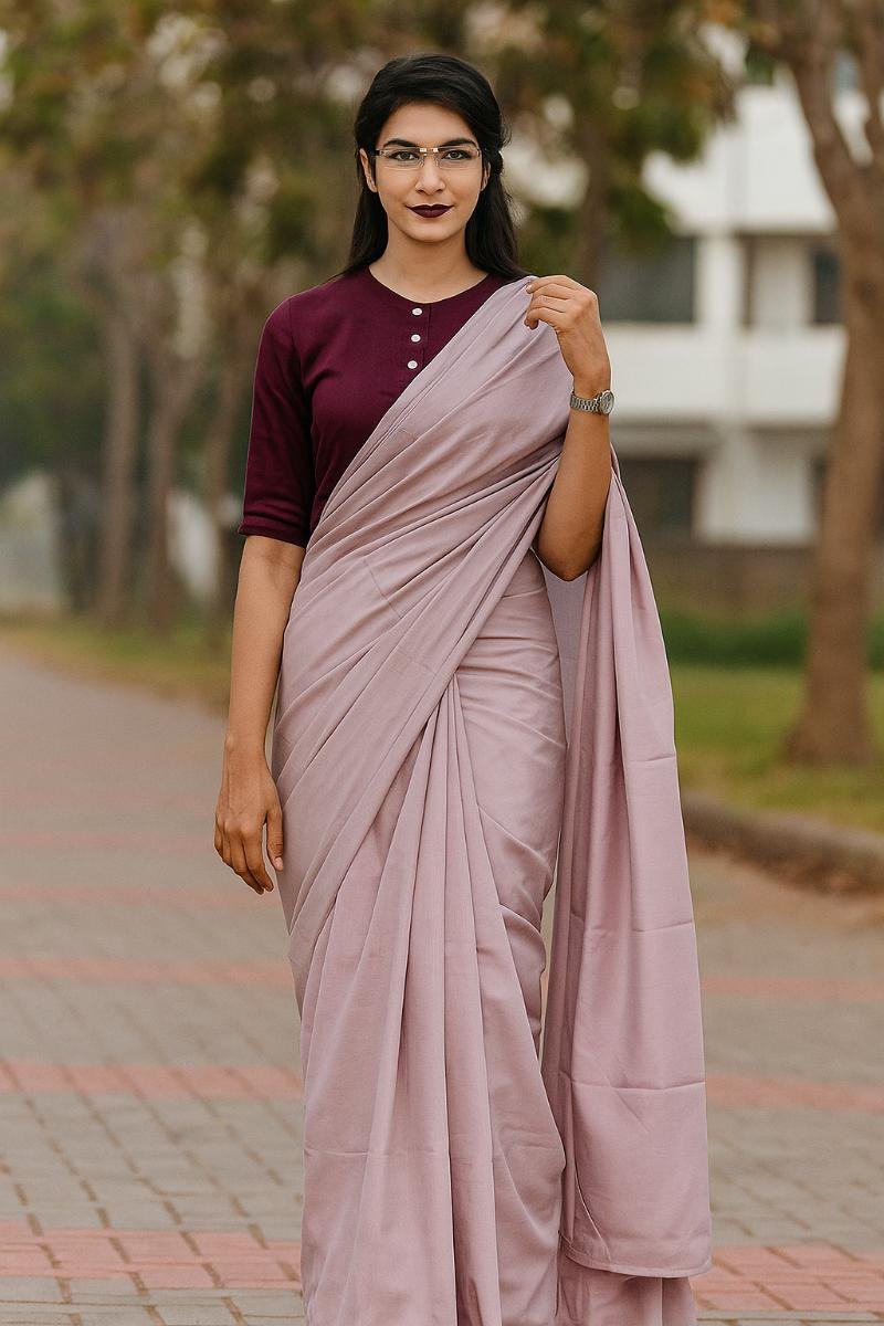 Mauve, Plain Dye, Everyday Wear,Plain Mul Cotton Sarees