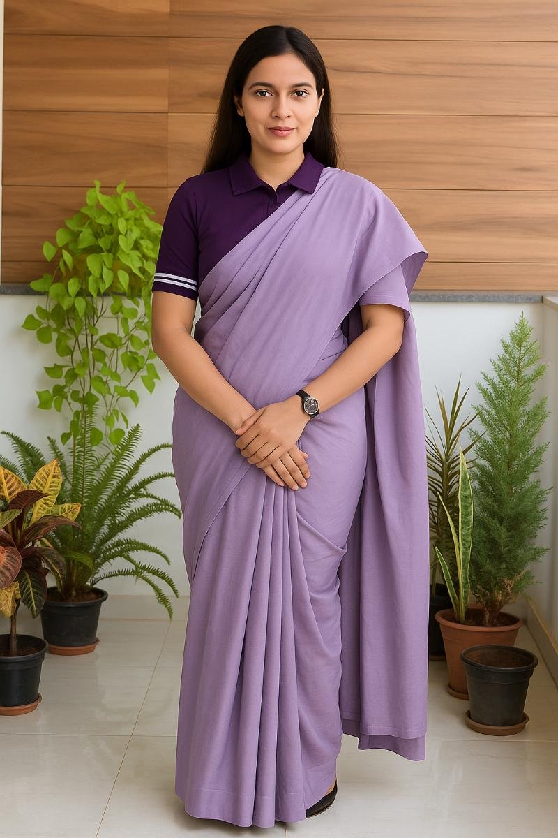 Lavender, Dyed, Formal Wear,Plain Mul Cotton Sarees