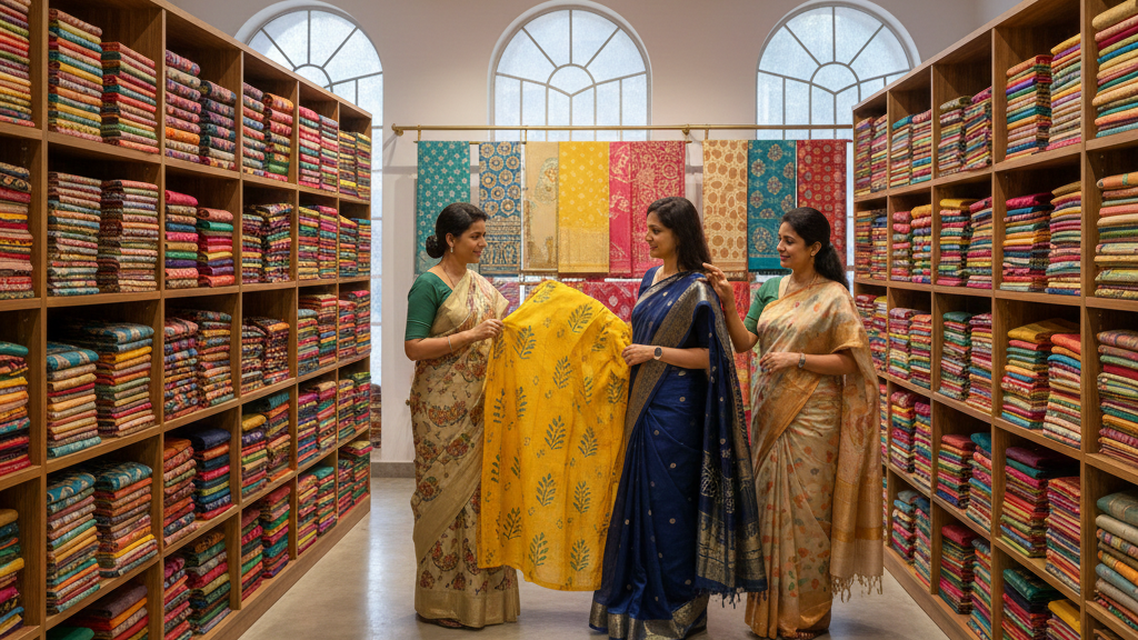 Customer visit at The Mul Cotton Studio mul mul cotton sarees online shop
